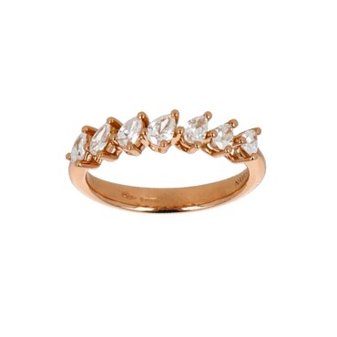 Fedina in Oro Rosa 18K con 7 Diamanti Taglio Goccia