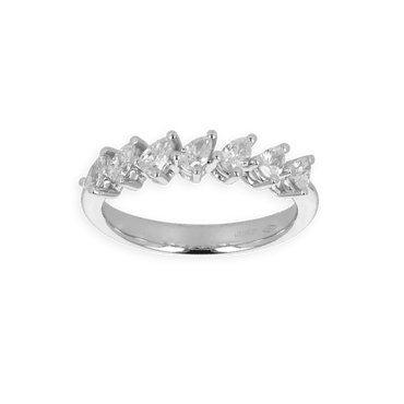 Fedina in Oro Bianco 18K con 7 Diamanti Taglio Goccia