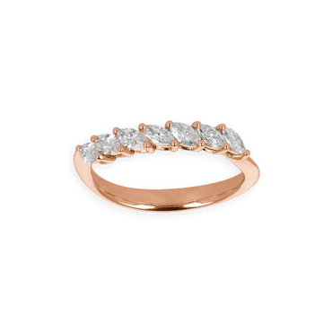 Fedina Oro Rosa 18K con 7 diamanti Taglio Navette