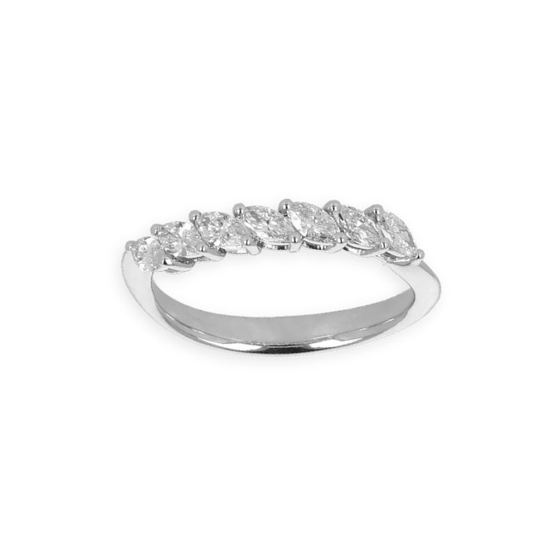 Fedina Oro Bianco 18K con 7 diamanti Taglio Navette