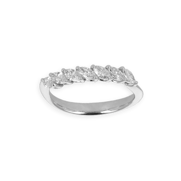 Fedina Oro Bianco 18K con 7 diamanti Taglio Navette