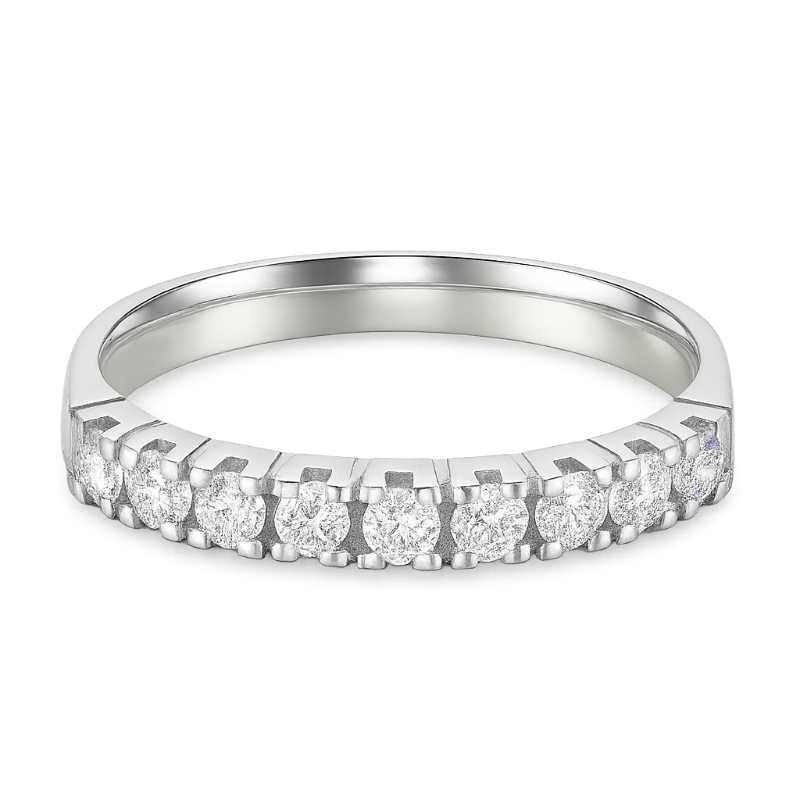 Veretta 9 pietre oro bianco 18K con diamanti da 0.10 a 1.20 ct
