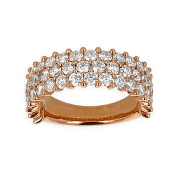 Fascia grande in oro rosa 18K con diamanti a 3 fili