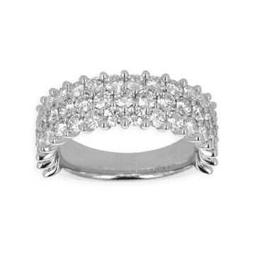 Fascia grande in oro bianco 18K con diamanti a 3 fili