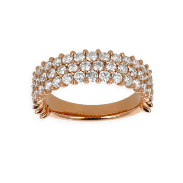 Fascia media in oro rosa 18K con diamanti a 3 fili