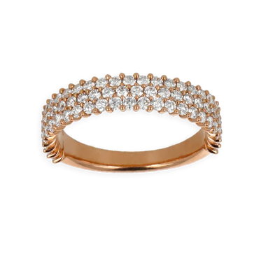 Fascia piccola in oro rosa 18K con diamanti a 3 fili