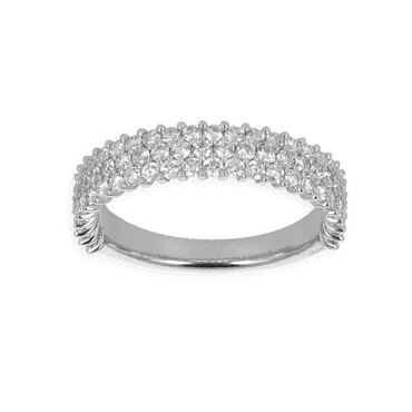 Fascia piccola in oro bianco 18K con diamanti a 3 fili