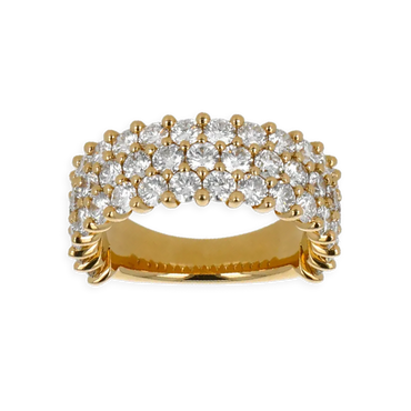 Fascia extra grande in oro giallo 18K con diamanti a 3 fili