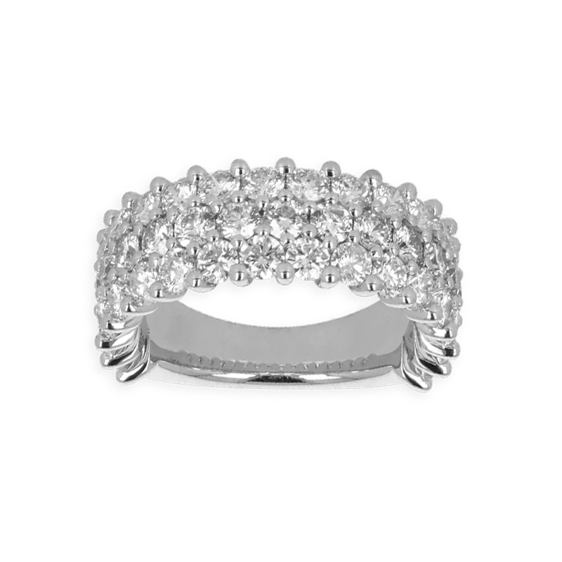 Fascia extra grande in oro bianco 18K con diamanti a 3 fili