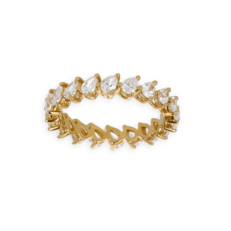 Fedina a Giro in Oro Giallo 18K con Diamanti Taglio Goccia