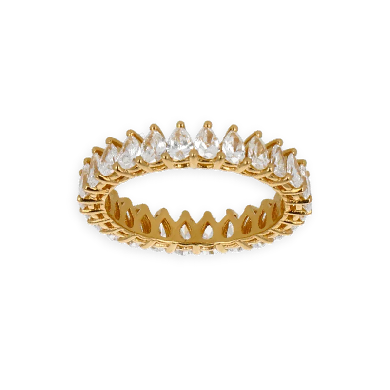 Fedina a Giro in Oro Giallo 18K con Diamanti Taglio Goccia