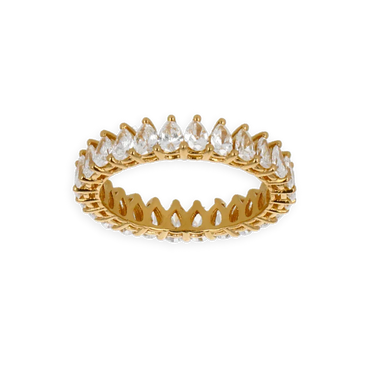 Fedina a Giro in Oro Giallo 18K con Diamanti Taglio Goccia