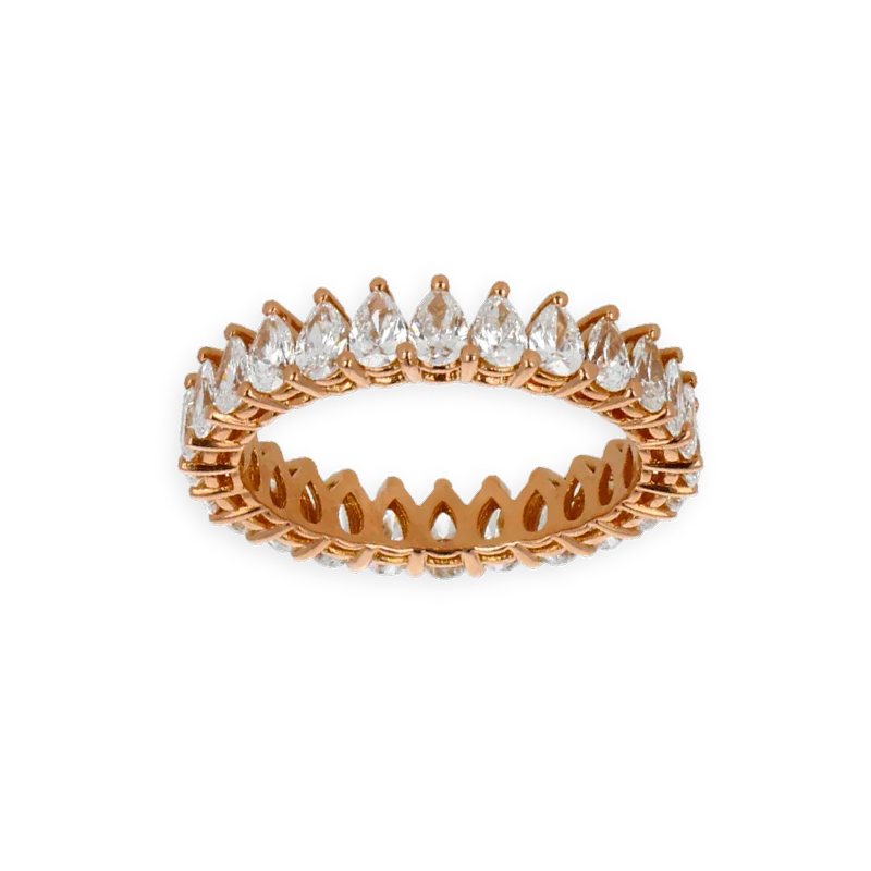 Fedina a Giro in Oro Rosa 18K con Diamanti Taglio Goccia