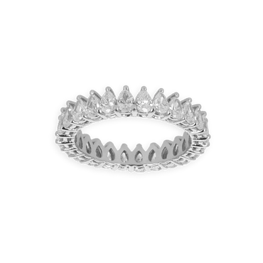 Fedina a Giro in Oro Bianco 18K con Diamanti Taglio Goccia