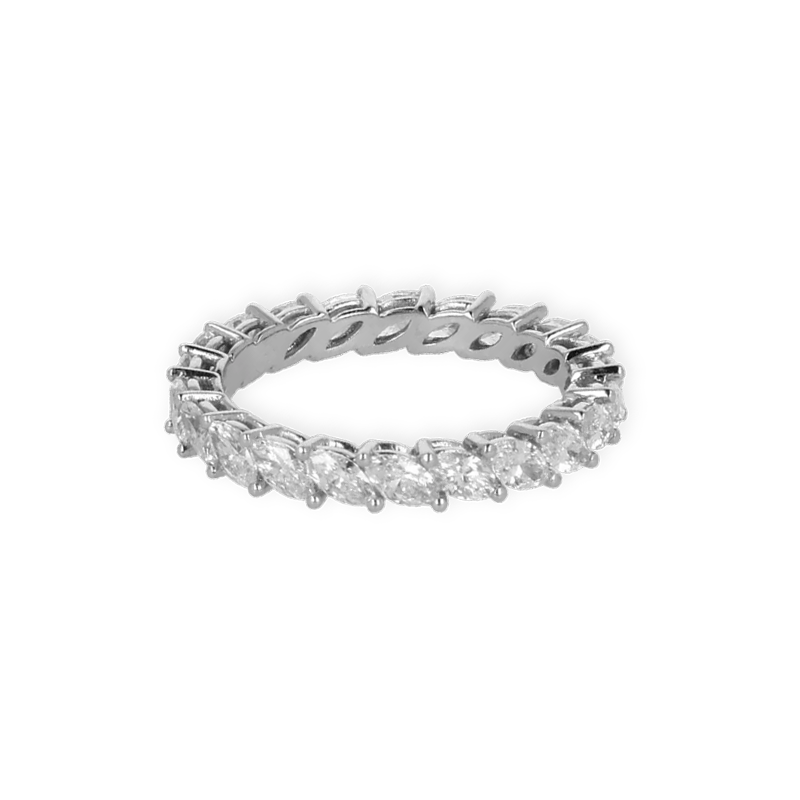 Fedina a Giro Oro Bianco 18K con Diamanti Taglio Navette