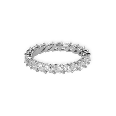 Fedina a Giro Oro Bianco 18K con Diamanti Taglio Navette