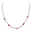 Collana oro bianco 18K con diamanti e spot rubini ovali