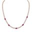 Collana oro rosa 18K con diamanti e spot rubini ovali
