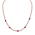 Collana oro rosa 18K con diamanti e spot rubini ovali