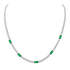 Collana oro bianco 18K con diamanti e spot smeraldi ovali