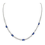 Collana oro bianco 18K con diamanti e spot zaffiri ovali