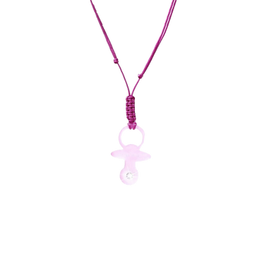 Ciondolo “Ciuccio” Rosa con Diamante Incastonato