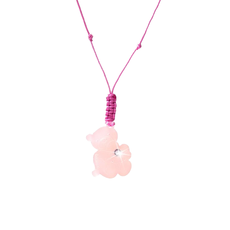 Ciondolo “Orsetto” Rosa con Diamante Incastonato