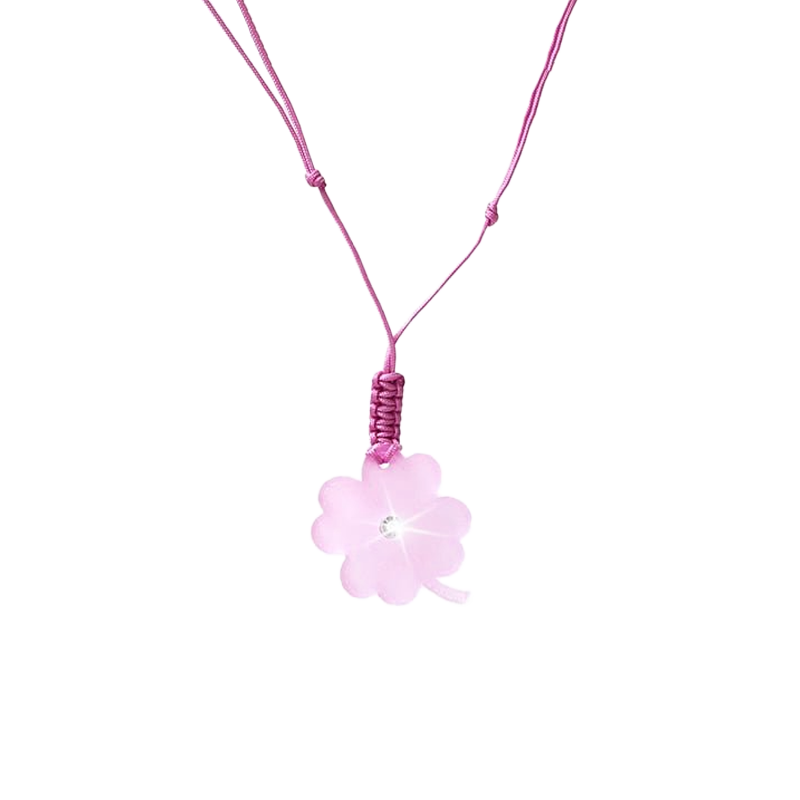 Ciondolo “Quadrifoglio” Rosa con Diamante Incastonato