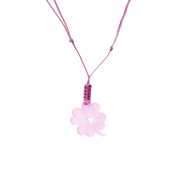 Ciondolo “Quadrifoglio” Rosa con Diamante Incastonato