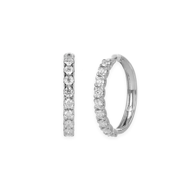 Orecchini cerchio oro bianco 18K con diamanti