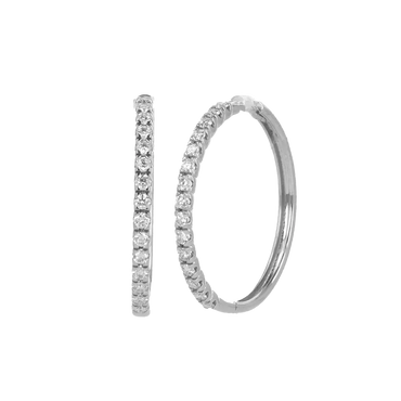 Orecchini cerchio oro bianco 18K con diamanti