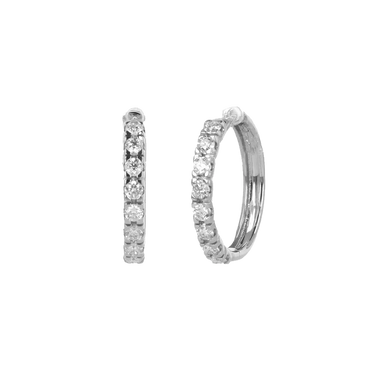 Orecchini cerchio oro bianco 18K con diamanti