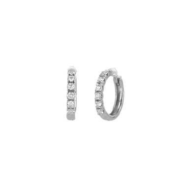 Orecchini cerchio oro bianco 18K con diamanti