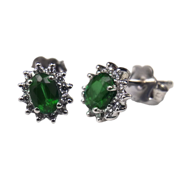 Orecchini oro bianco 18K con diamanti e smeraldi TRT