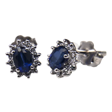 Orecchini oro bianco 18K con diamanti e zaffiri TRT