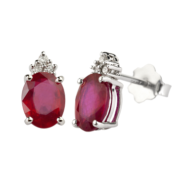 Orecchini Oro bianco 18K con Diamanti e Rubini TRT