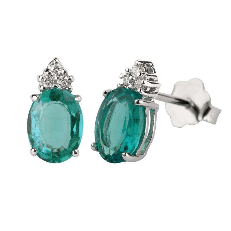 Orecchini oro bianco 18K con diamanti e smeraldi TRT