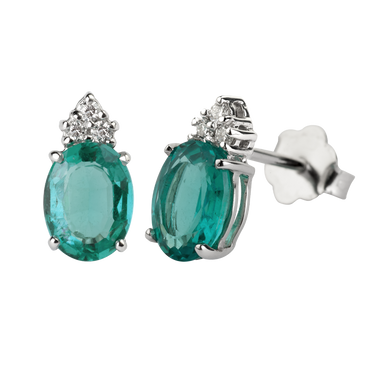 Orecchini oro bianco 18K con diamanti e smeraldi TRT
