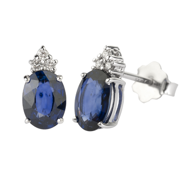 Orecchini oro bianco 18K con diamanti e zaffiri TRT