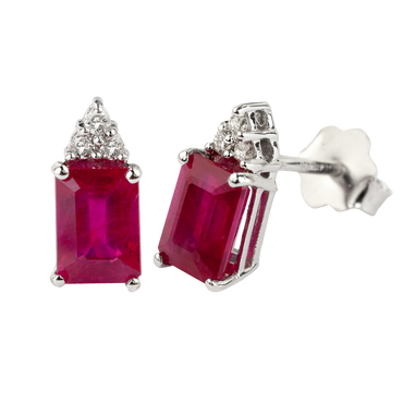 Orecchini Oro bianco 18K con Diamanti e Rubini TRT