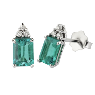 Orecchini Oro bianco 18K con Diamanti e Smeraldi TRT
