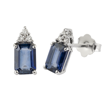 Orecchini Oro bianco 18K con Diamanti e Zaffiri TRT