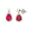 Orecchini oro bianco 18K con diamanti con rubino centrale a goccia
