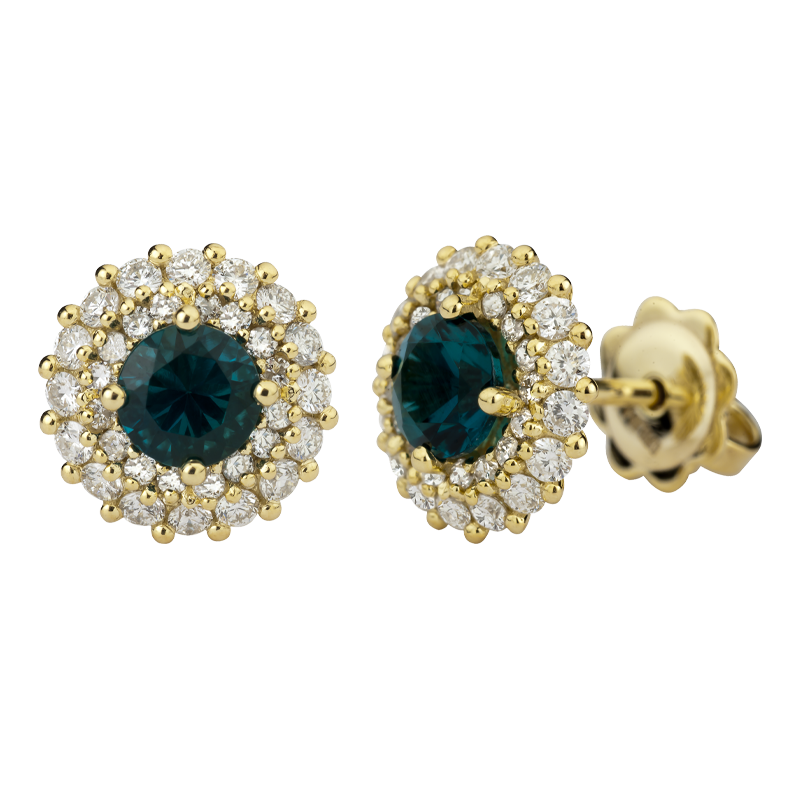 Orecchini Contorno Oro giallo 18K con Diamanti e Smeraldi TRT