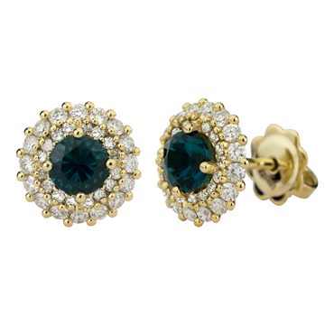 Orecchini Contorno Oro giallo 18K con Diamanti e Smeraldi TRT