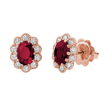 Orecchini Oro rosa 18K con Diamanti e Rubini TRT