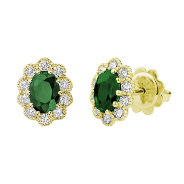 Orecchini Oro giallo 18K con Diamanti e Smeraldi TRT