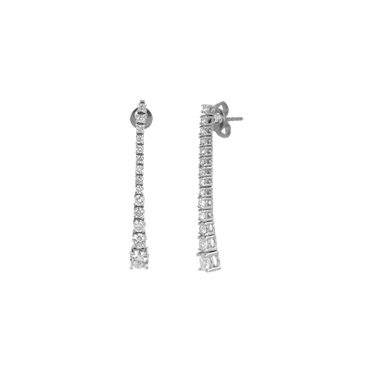 Orecchini Degradè in Oro Bianco 18K con Diamanti da 0.92 a 1.26 ct