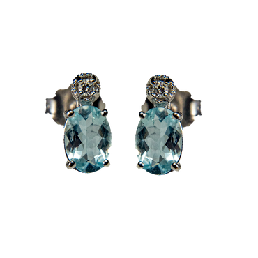 Orecchini Oro bianco 18K con Diamanti e Acquamarina da 1.40 a 2.30 ct