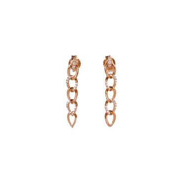 Orecchini oro rosa 18K con diamanti alternati da 0.11 a 0.66 ct